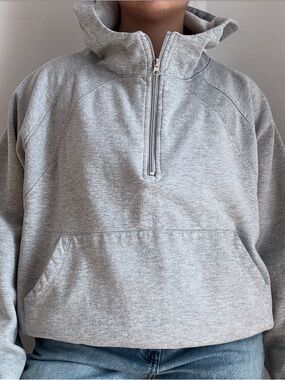 Light Gray Half-Zip Pullover Hoodie - Men's Sweater